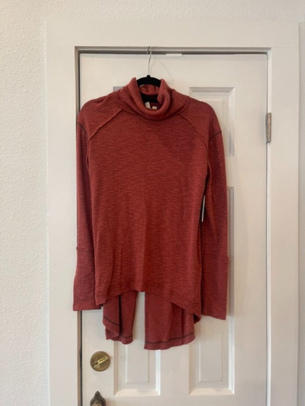 Free People We The Free Rust Terracotta Split Back Cowl Neck Tunic NWT